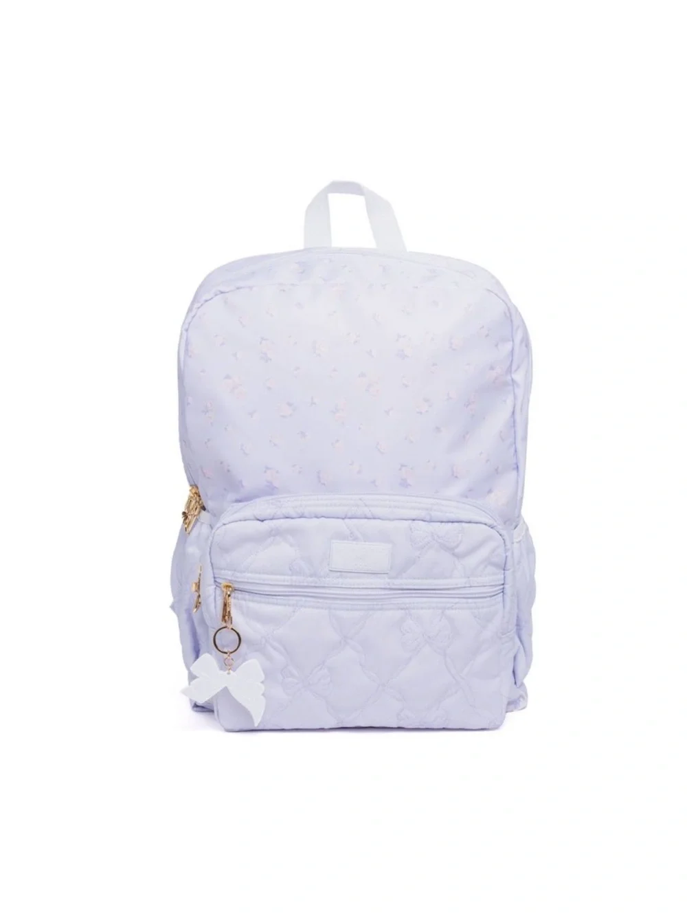 LoveShackFancy Lilac Quilted Kids Backpack with Bow Charm